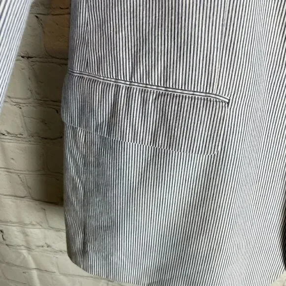 Adolfo Stripe Blue/White Men Blazer - Picture 11 of 14